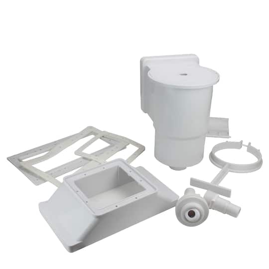 13.75" White Wide Mouth Thru Wall Skimmer with Brace & Face Plate